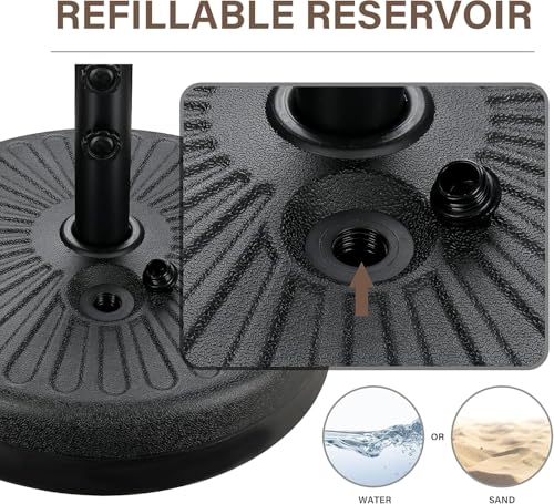YSSOA 20" 50Lbs Capacity Fillable Heavy Duty Umbrella Base Patio Market Durable Round Stand for Outdoor, Lawn, Garden, Deck, Poolside, Black