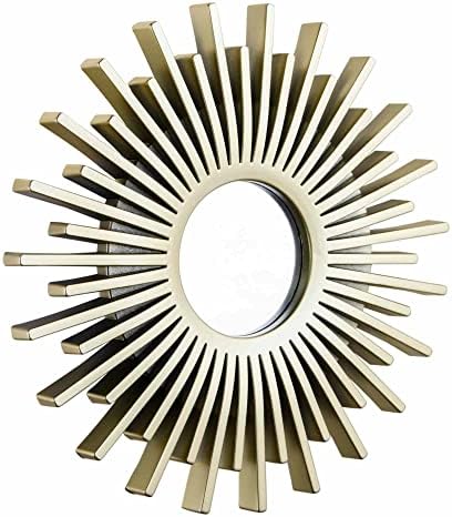 Sovereign Stone Sun Effect Wall Mirrors - Hanging Mirrors - Sunburst Mirror, Home Décor, Round Mirror, Sun Mirror, Large Wall Mirror, Mirrors for Hallways (Champagne, Set of 3)