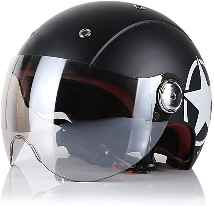 Casco De Moto Tipo Jets Con Visera Solar - Abierto, Retro, Talla 54-62 Cm, Certificación 3C, Para Scooter Y Ciclomotor