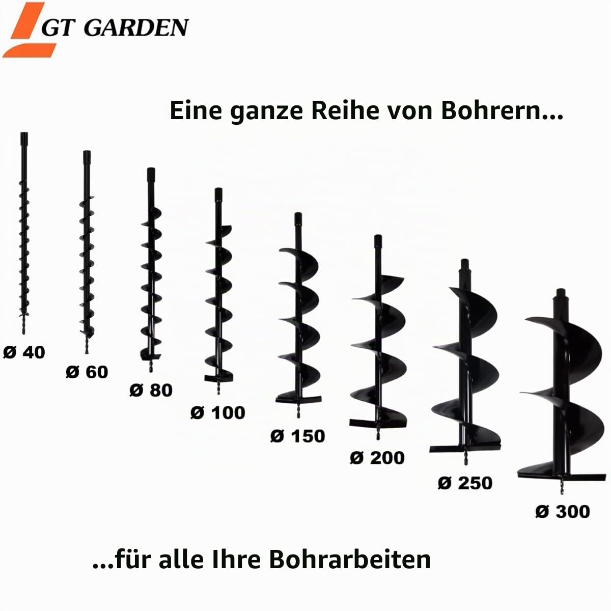 GT Garden Benzin Erdlochbohrer 3 PS 52 cm3 100/200/300 mm
