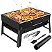 Gifort Portable Grill, BBQ Holzkohlegrill Tragbar Mini Grill mit Rostfreier Stahl BBQ Drahtgeflecht Faltbare Mini Camping Grill für Outdoor Garten Camping Party Beach Barbecue