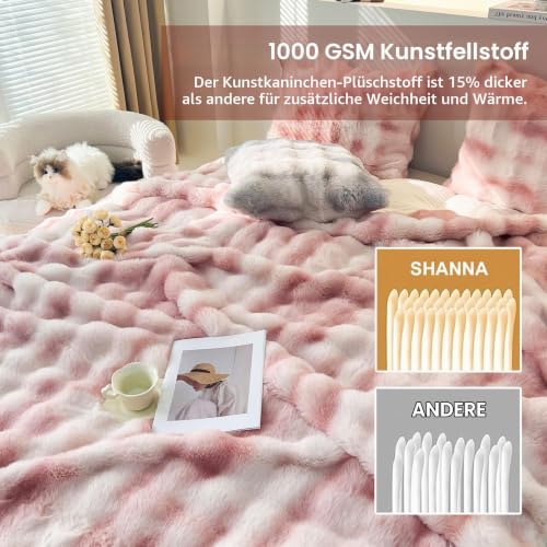 Kuscheldecke Kaninchen Plüsch Decke Super Soft Wohndecke Dick 1000 G/M² Flanell Decke Warme Überwurfdecke Sofadecke Vielseitig Blanket Für… – Ansicht 2