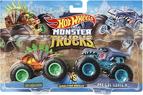 Monster Trucks Motosaurus vs Mega Wrex, Demolition Doubles (1:64 Scale)