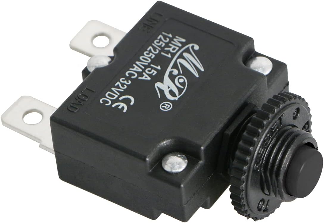 Aoje-Link 10 Amps Thermal Circuit Breakers Push Button Manual Reset Overload Protector Switch 10A 125250V AC 32V DC 2Pin 5Pcs, Black: Tools & Home Improvement