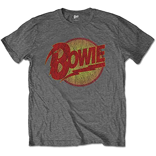 David Bowie Kids T Shirt Diamond Dogs Logo Official Charcoal Grey (Ages 3-14yrs) M