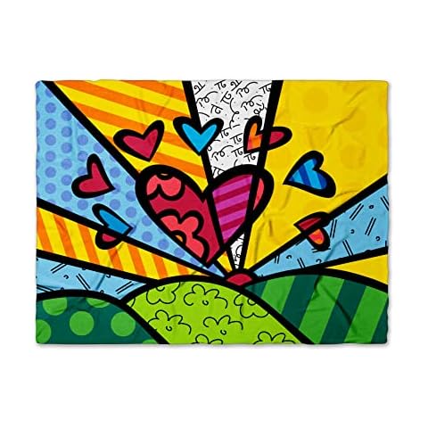 BRITTO Luxe Blanket & Throw - Colorful New Day Artwork Pattern, 60x80in - Durable Fleece Throw Blanket for Home Decor, Bedding, and Couch Cover