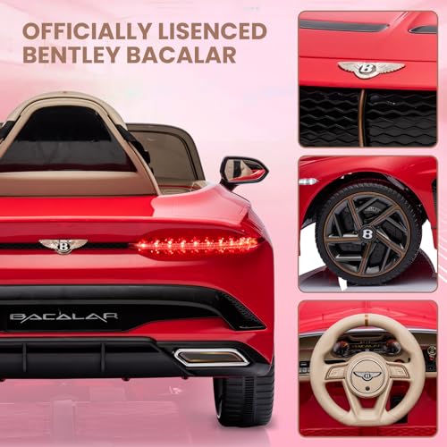 Baloveby Elektroauto für Kinder, 12V Elektrofahrzeuge mit Kindersicherung, Scherentür, Federung, 3 Geschwindigkeiten, LED-Leuchten, Hupe (Rot) – Bild 3