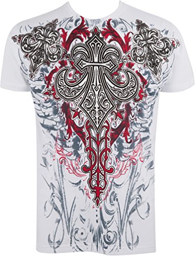 Sakkas 855T Santos Gloria Cinco Relieve metálico Moda Hombres Camiseta - Blanco/Pequeño