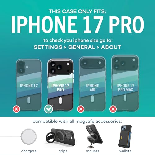 Image of Smartish iPhone 17 Pro MagSafe Clear Case - Gripmunk Magnetic Slim Case [Lightweight + Protective] Anti-Yellowing Thin Grip Clear Cover for Apple iPhone 17 Pro - Deep End