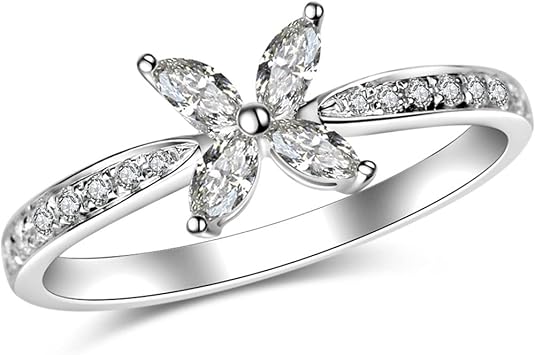 925 Sterling Silver Four Leaf Clover Good Luck Ring Zirconia Shiny Full Diamond Stackable Forever Band Wedding Butterfly Ring for The Lady Ring F081 10