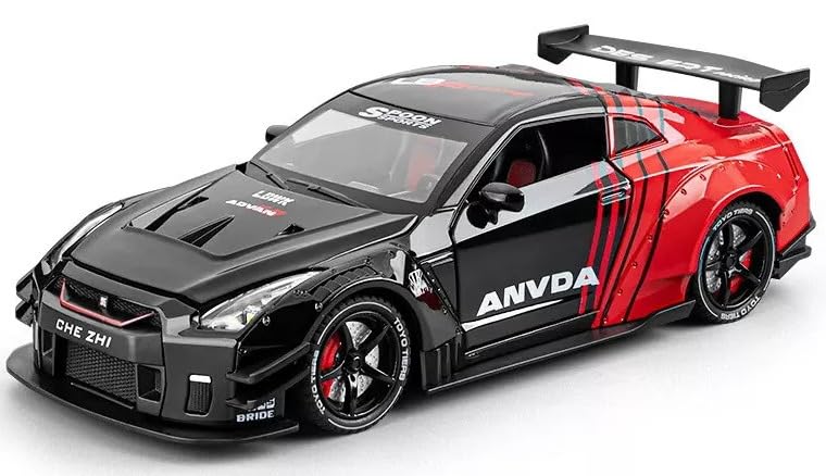 Image of NISHCHAY 1:24 Scale Nissan Skyline GTR R34 Diecast Car | Alloy Sports Car Model with Sound, Light & Pull Back Action | Metal Toy Car Gift for Kids (Random Colour)