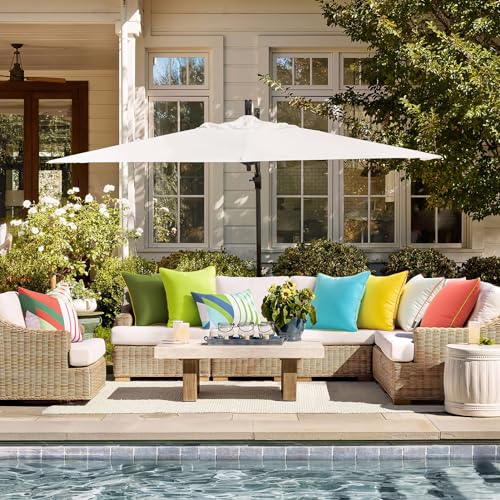 Phantoscope Pack Of 2 Outdoor Waterproof Throw Pillow Covers With Contrast Piping thumb #5