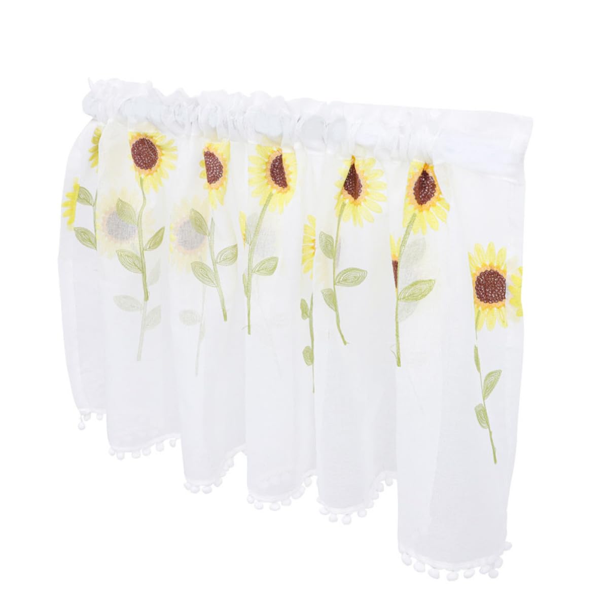 Cortina corta de girasoles YARNOW para ventana pequeña de cocina, sala y comedor rústico