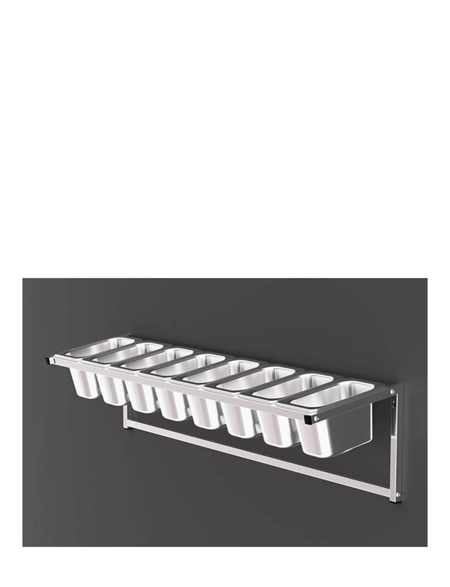 Stazione commerciale per pizza in acciaio inox, organizer per condimenti a 4/6/8 scomparti con cucchiai, padelle inclinabili rimovibili per pizzerie, 90,7 x 21 x 21 cm