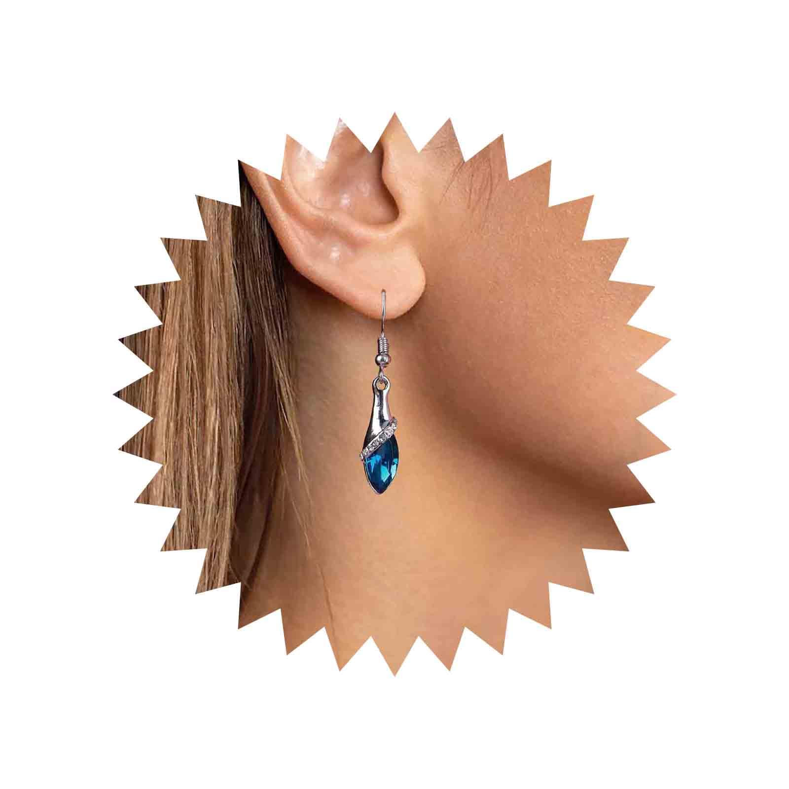 Orecchini di cristallo blu zaffiro, orecchini a goccia blu, regali di