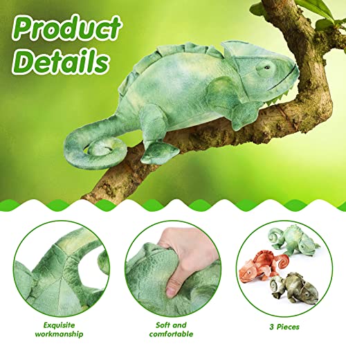Hungdao 3 Pieces 10 Inch Lizard Stuffed Animal Plush Toy Easter Day Realistic Plush Doll Gift For Kids Lifelike Wild Reptiles Stuffed Animal Toy, Orange, Green, Dark Green #TOP3