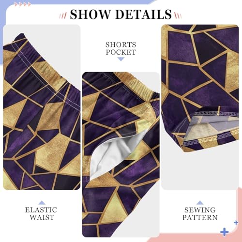 Pajama Pants Purple Gold Geometric Marble PJ Bottoms Sleepwear Lounge Sleep Pant with Pockets4