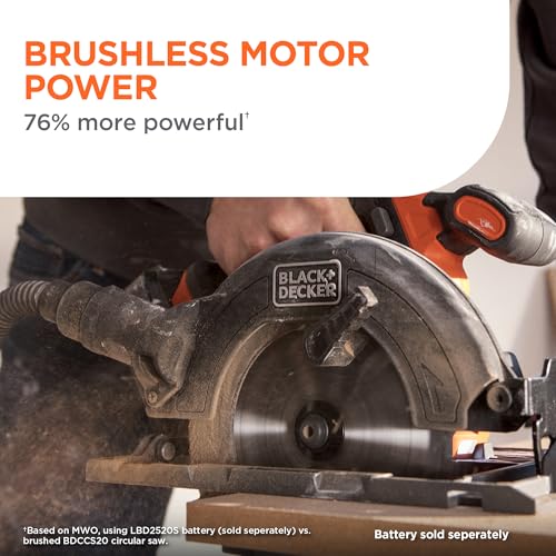 Image of BLACK+DECKER 20V MAX POWERCONNECT Brushless Cordless Circular Saw for Wood, 6 1 /2 In. (165mm), Includes 24T Circular Saw Blade, 4300 RPM, 50 Degree Bevel, Tool Only (BLCS78B)