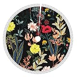 Christmas Tree Skirt 48" - Colorful Boho Floral Printed Tree Skirt with Tassel Xmas Tree Decoration