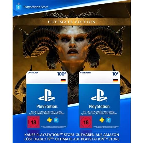 110€ PlayStation Store Guthaben für Diablo IV: Ultimate Edition [Kaufen Sie das Spiel im PS Store] - Deutsches Konto [Code per Email]
