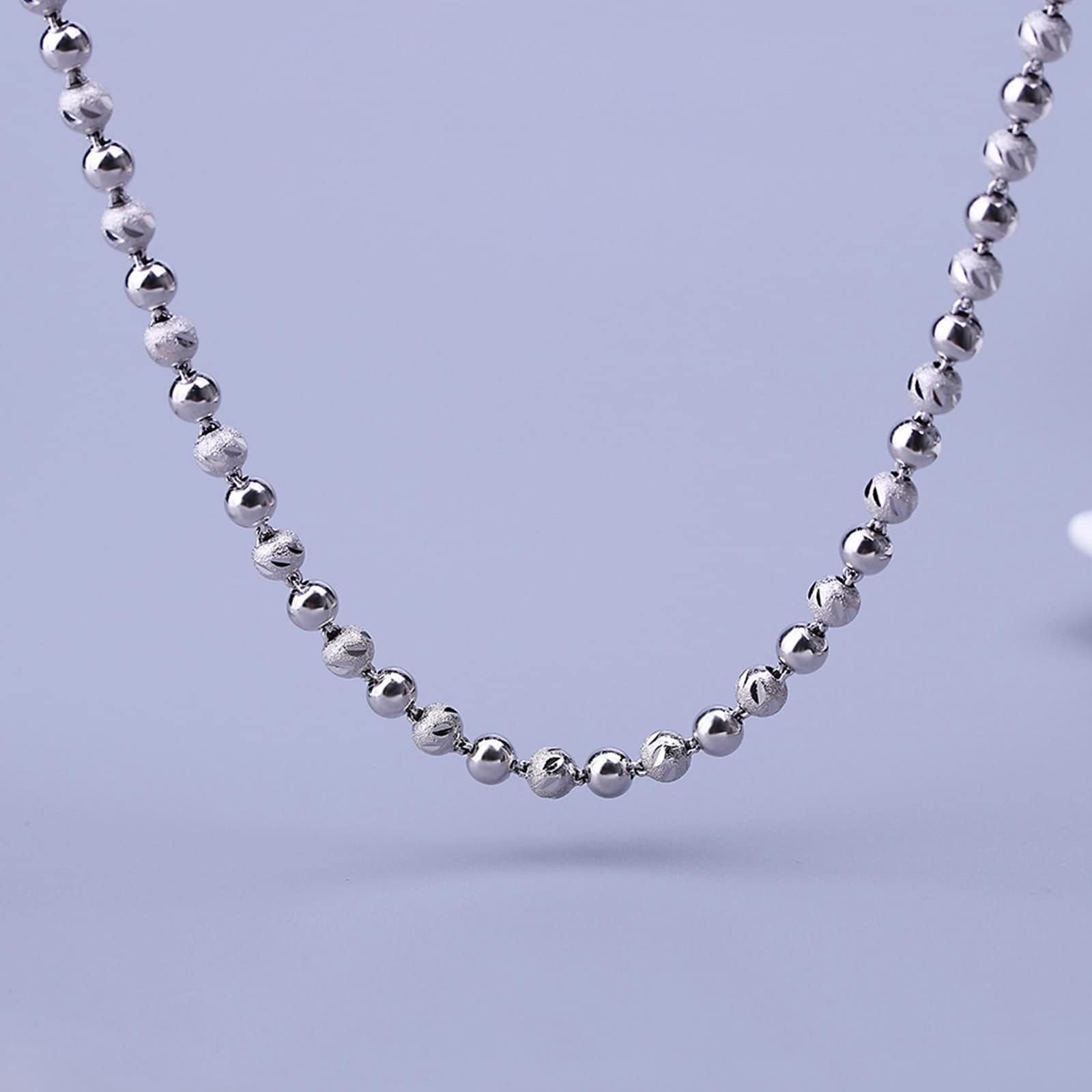 Halskette Damen Lang 45-55cm, Versilbert Kugelkette Kette Edelstahl Lang Breit 4/5/ 6MM, Freundschaftsketten Jungs Hip Hop für Frauen