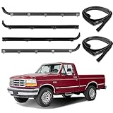 ItranMc Front Door Window Weatherstrip Kit,Window Molding Sweep Felt Trim Seal & Run Channel Rubber Seals for 1987-1997 Ford F150 F250 F350 Bronco#E7TZ1521452A E7TZ1521453A F2TZ1521456A F2TZ1521457A