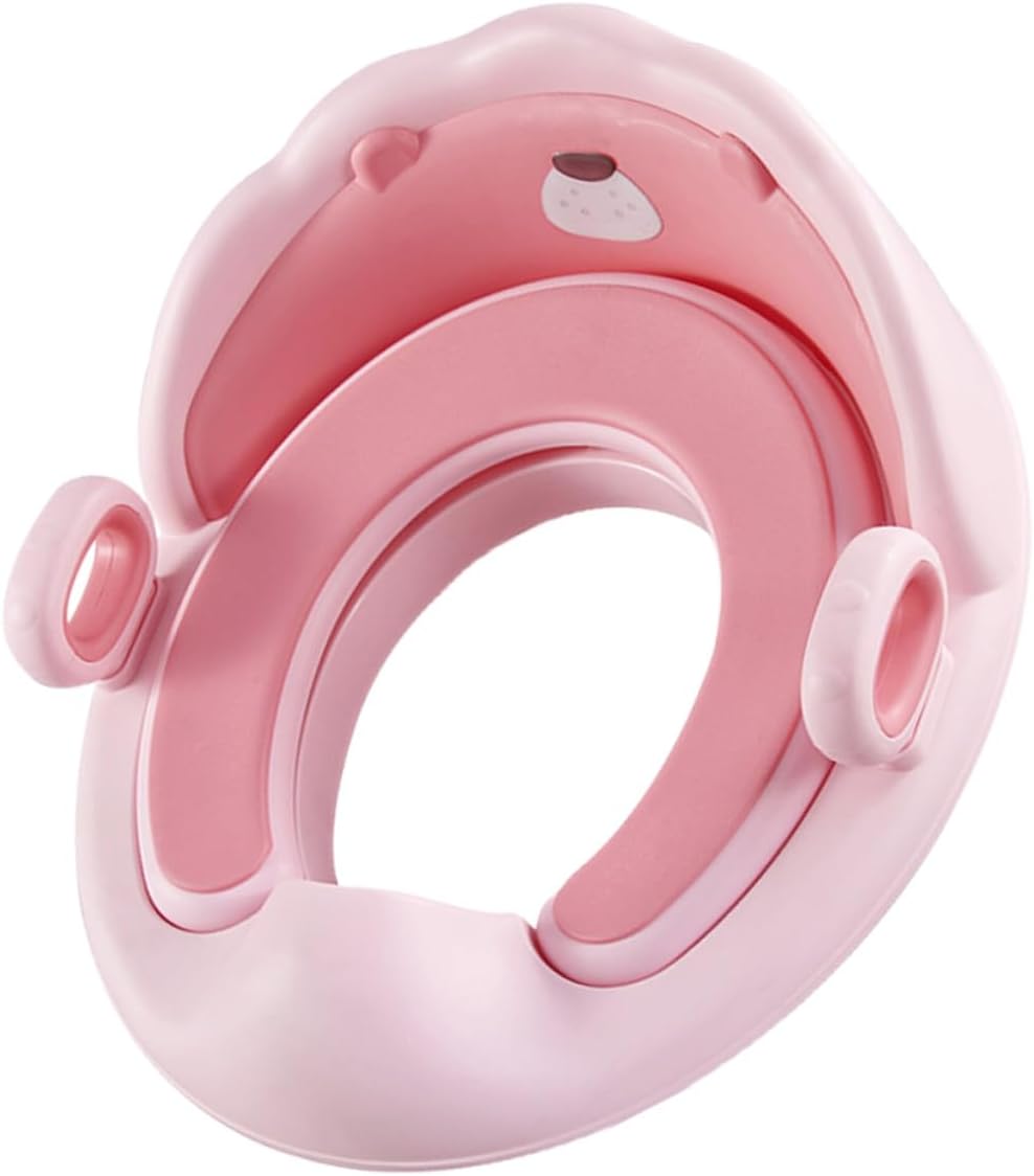 Non-slip Toilet Trainer Seat with Soft Tpe Cushion Portable Potty Seat with Removable Ladder and Cover Lion-themed Pink Design for Boys and Stable and Easy to Clean