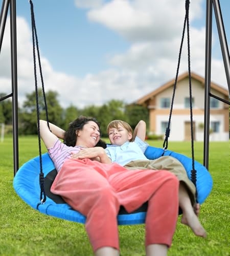 image for Trekassy Saucer Swing with Frame for Kids Outdoor, 440lbs Swing Set wi
