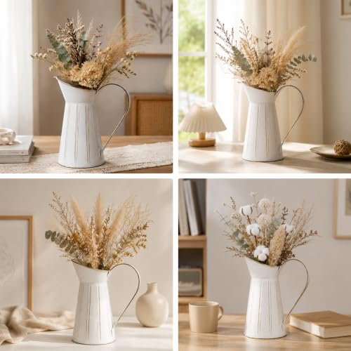 Rustic Shabby Chic Vase Metal Vase Vintage Milk Jug Pitcher Decorative Flower Vase Farmhouse Decor for Home, Kitchen, Bathroom — view 5