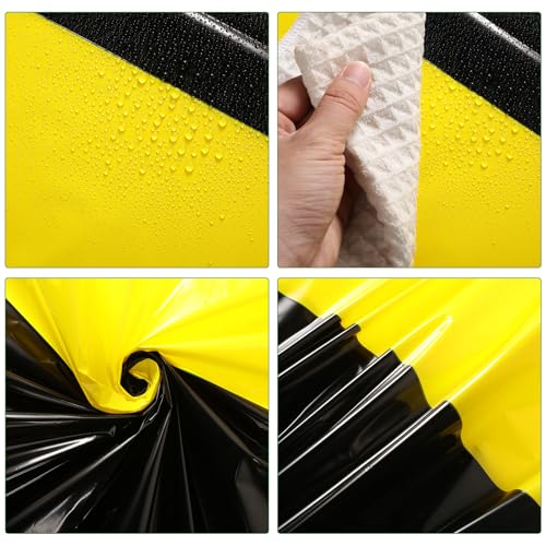 Image of Remagr 6 Pcs Round Plastic Tablecloth 84 Inch Disposable Tablecloth Party Table Cover for Graduation Wedding Birthday Retirement Decoration (Black,Yellow)