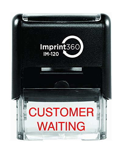 AS-IMP1056 - Customer Waiting, Heavy Duty Commerical Quality Self-Inking Rubber Stamp, Red Ink, 9/16" x 1-1/2" Impression Size, Laser Engraved for Clean, Precise Imprints image 3
