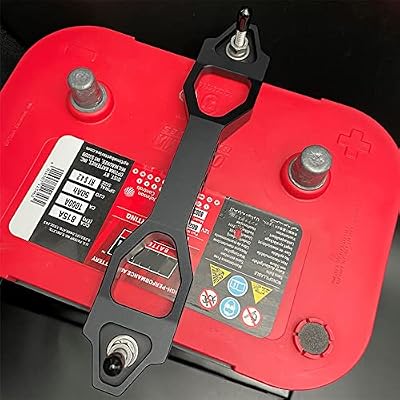 Heavy Duty Battery Hold Down Sets,With Billet Aluminum Battery Tie Down Bracket And 18-8(304) Stainless Steel J bolts(Black, 10 inch bolts)