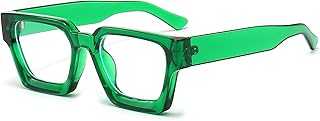 EYLRIM Thick Square Frame Blue Light Glasses for Women Men Non Prescription Computer Eyeglasses