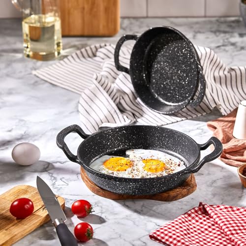 Sahan, 2'li Granit Alüminyum Döküm Seti | Yapışmaz Yumurta & Kızartma Tavası | Granit Omlet Tavası (18 cm + 20 cm) | Eşit Isı Dağılımı ve Dayanıklı