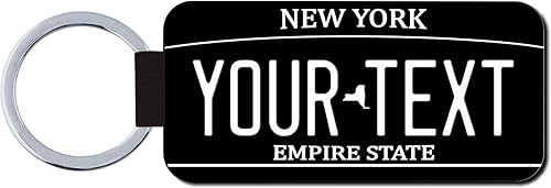 Miniatura 4 de Teamlogo Llavero personalizado de piel sintética para placa de matrícula de Nueva Jersey, decorado a medida con cualquier nombre o texto que desees.