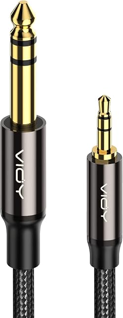 3.5mm to 6.35mm TRS Stereo Audio Jack Cable[2 M], 6.35mm 1/4 Inch Male to 3.5mm 1/8 Mini Jack Male Long Aux Cable Adapter Compatible for Laptop, Home Theater Devices, Amplifiers