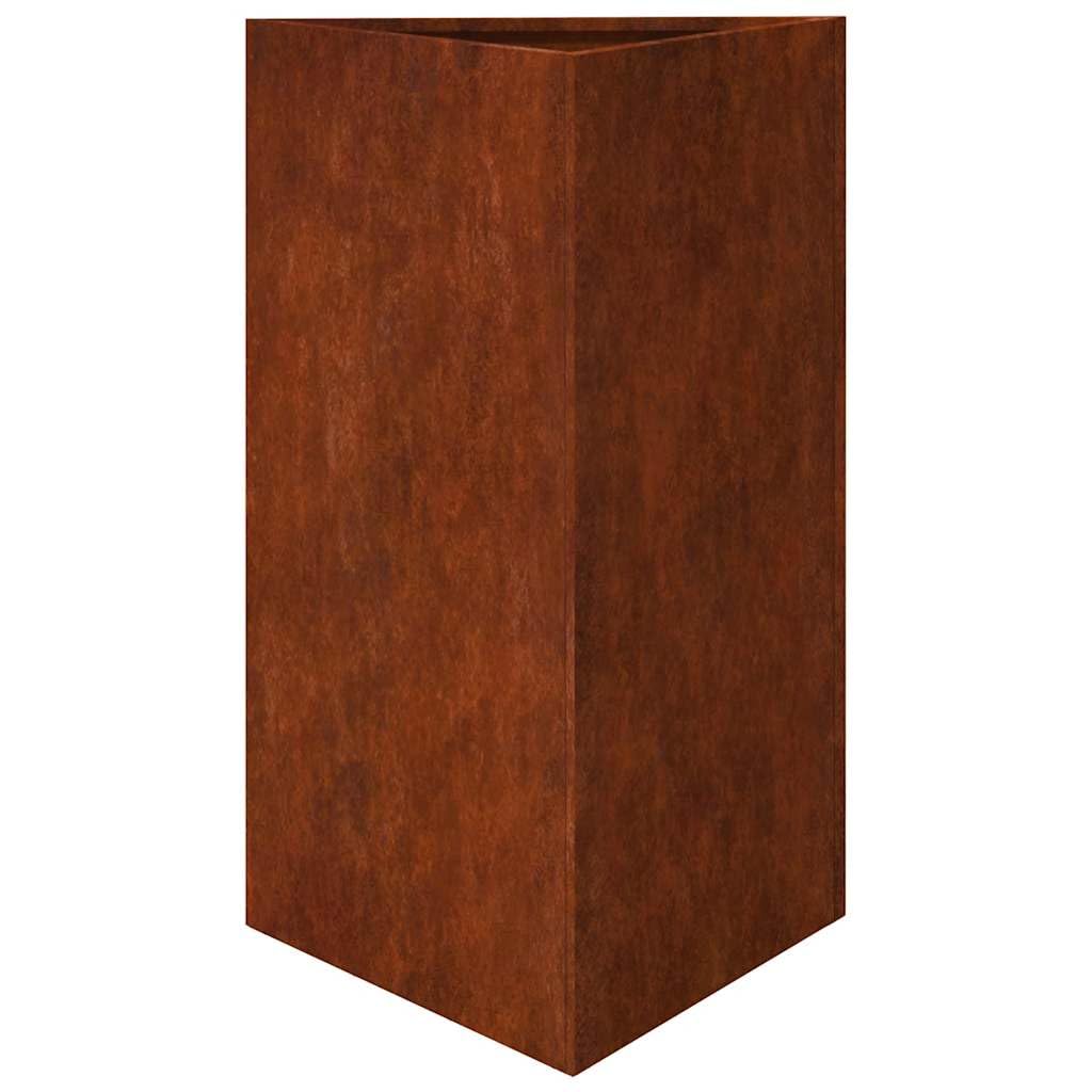 Macetero triangular de acero resistente a la intemperie, 2 unidades, 50 x 43 x 75 cm, para jardín, balcón y terraza