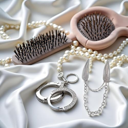 6Pcs Pinzas de Metal Plateado con Cierre a Presión y Colgantes en Forma de Cadena, Cruz y Corazón para el Cabello miniatura 5