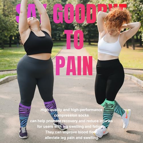 Image of Cerpite Plus Size Compression Socks 20-30 mmHg for Women & Men, Extra Wide Calf Compression Socks, Cushioned Breathable Support for Nurses, Travel, Running & Long Standing