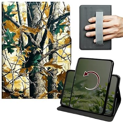 Dikoer Case for Samsung Galaxy Tab A7 Lite 8.7 Inch 2021 Model (SM-T220/T225/T227), 360 Degree Rotation Lightweight PU Leather Stand Cover with Hand Strap for Women Men Business Travel, Forest Leaves