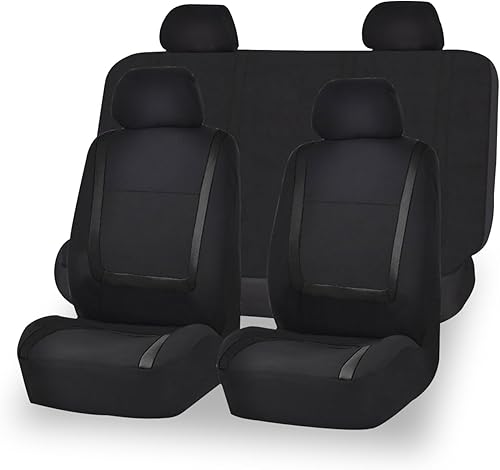 Ajxn Juego completo de 9 fundas para asientos delanteros y traseros, líneas simples, transpirables y cómodas, protectores lavables y reutilizables,