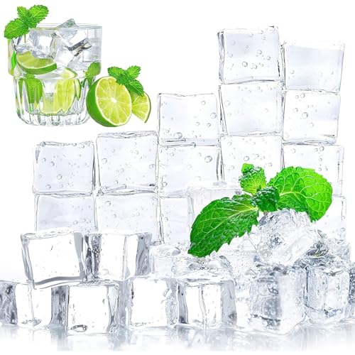 DomeStar 0.8 Inch Fake Ice Cubes, 20 PCS Plastic Clear Ice Cubes for Photography Accessories Props Party Table Centerpiece Home Decor