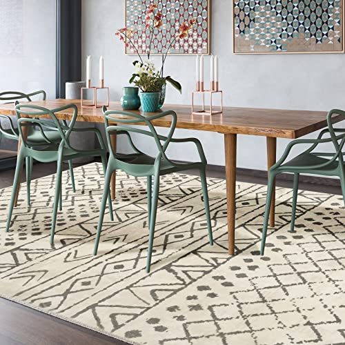 Carvapet Alfombras de Pasillo 150x210cm Alfombra Corredor Antideslizante Larga Alfombras de área Lavable Suave Microfibra Geométrico Tribal Alfombra Comedor Pasillo(Beige) - imagen 7