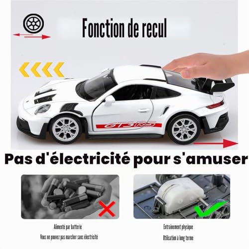 TOKAXI Modèles de voitures miniatures Porsche 911 GT3 RS moulées sous pression à l'échelle 1/36, Véhicules à rétrofriction Porsche 911 GT3 Voiture jouet, Cadeaux de voitures pour garçons et filles – vue 4