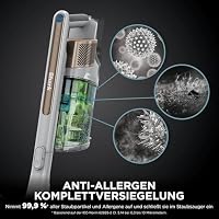 Shark PowerPro Akku-Staubsauger freistehend, bis 50 Min. Laufzeit, kabellos, beutellos, für Tierhaare, Allergiker, Teppich und Hartböden, mit LED-Licht und Knickgelenk-Rohr, grau metallic, IZ382EUT – Ansicht 9