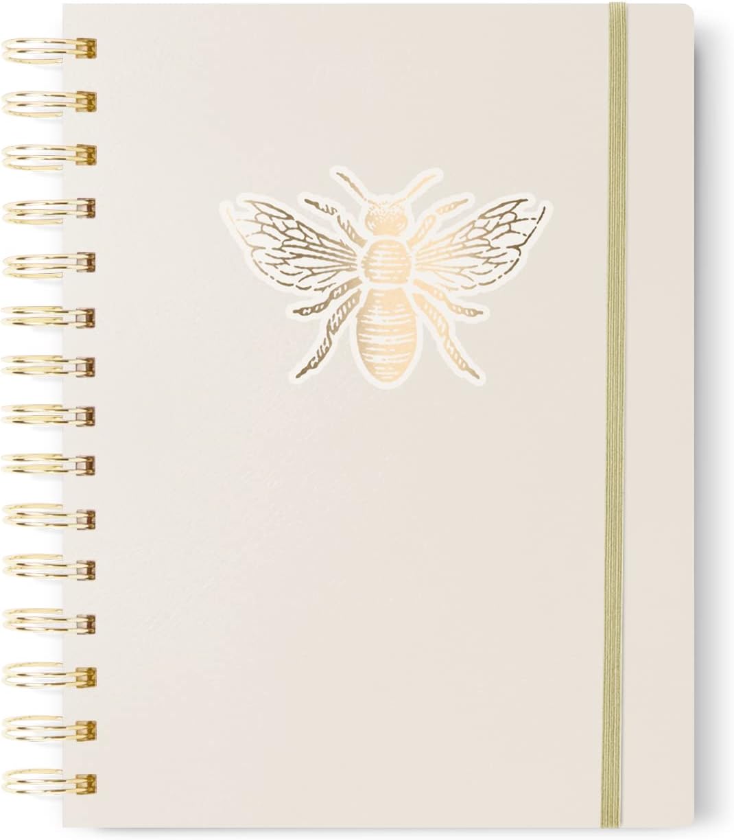 Gold Foil Bee Spiral Journal, 7x9 inch, Dot Grid