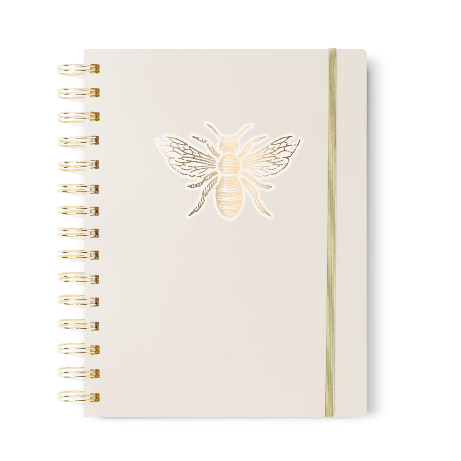 Gold Foil Bee Spiral Bullet Journal, 7x9 inch, Dot Grid