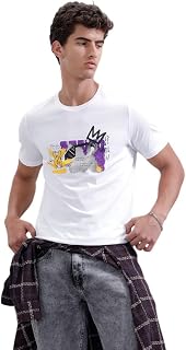 WROGN Men's 100% Cotton T-Shirt | Graffiti Chest Print | Slim Fit