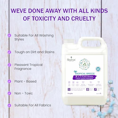 Image of Shatras Liquid Detergent 5 Litre - Concentrated Laundry Liquid for Fabric Care, Suitable for Top-Load & Front-Load Washing Machines and Hand Wash, Pack Of -2