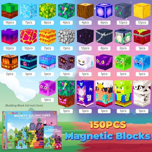 Image of Magnetic Blocks Games Building Toys for 3-16 Year Old Boys Girls, Toddler Kids Magnetic Cubes Tiles Sensory Montessori Education Learning Travel Toys Ages 3+ Halloween Birthday Party Favors Gifts